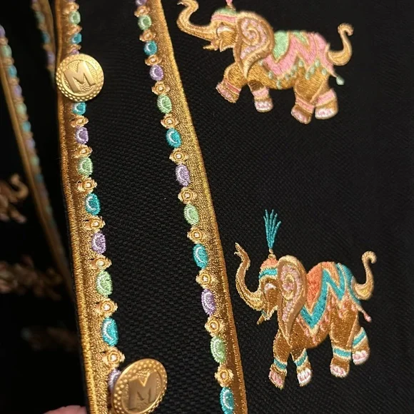 Bob Mackie, wearable art elephant, jacket 1X. Beautiful details, gold buttons, - Picture 9 of 14